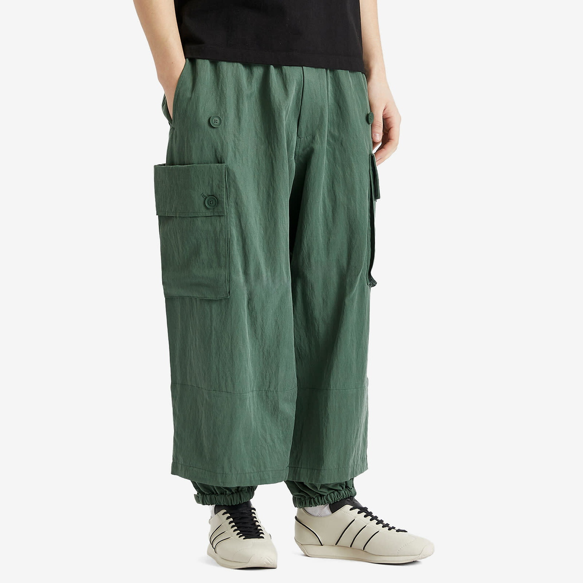 Y-3 Men's Twill Cargo Pants in Green Y-3