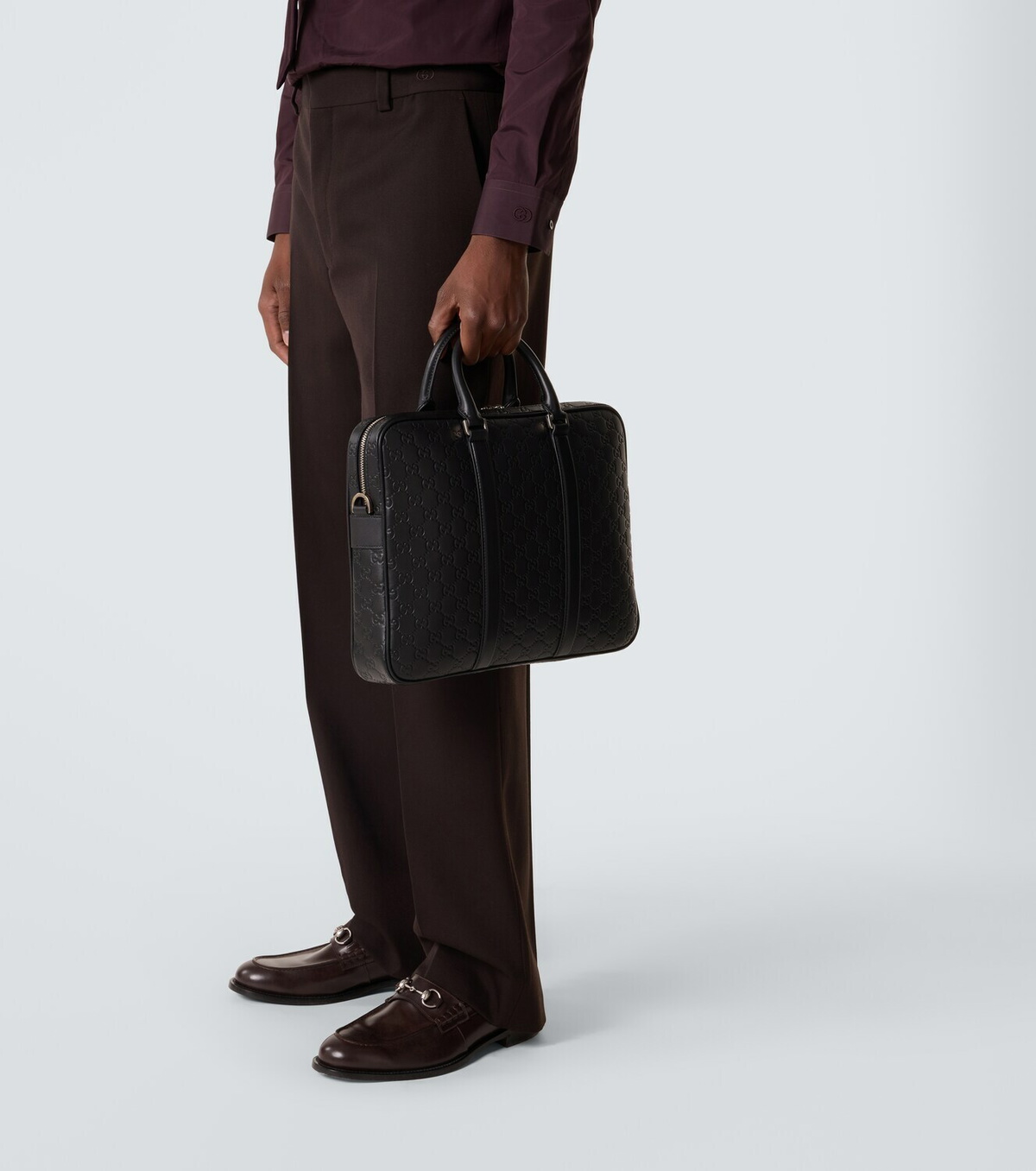 Gucci GG Emblem debossed leather briefcase