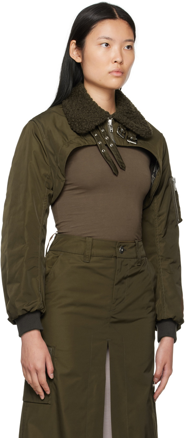 VAQUERA Khaki Cropped Bomber Jacket