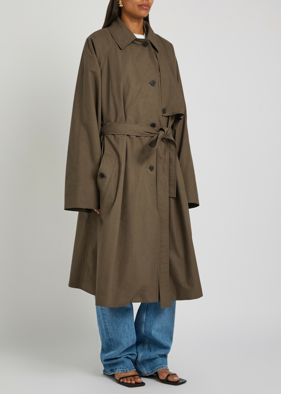 Calvin Klein Zeland Belted Cotton Trench Coat Brown