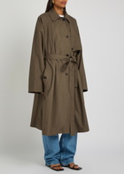Calvin Klein Zeland Belted Cotton Trench Coat Brown