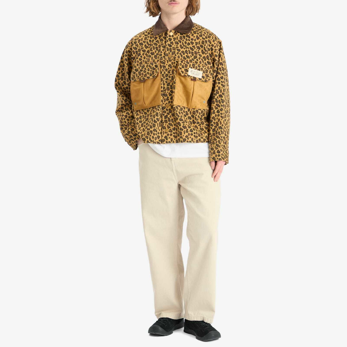 Brain Dead Men's Cropped Chore Jacket in Leopard Brain Dead
