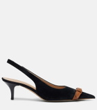 JW Anderson Leather-trimmed velvet slingback pumps