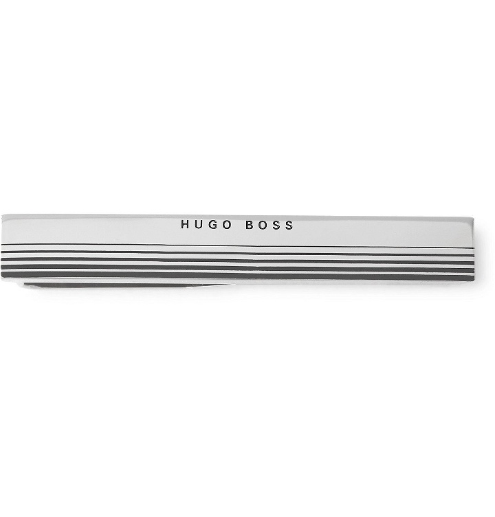Photo: Hugo Boss - Tany Striped Silver-Tone Tie Bar - Silver