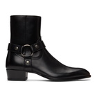 Saint Laurent Black Wyatt Harness Boots