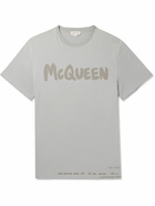 Alexander McQueen - Logo-Print Cotton-Jersey T-Shirt - Gray