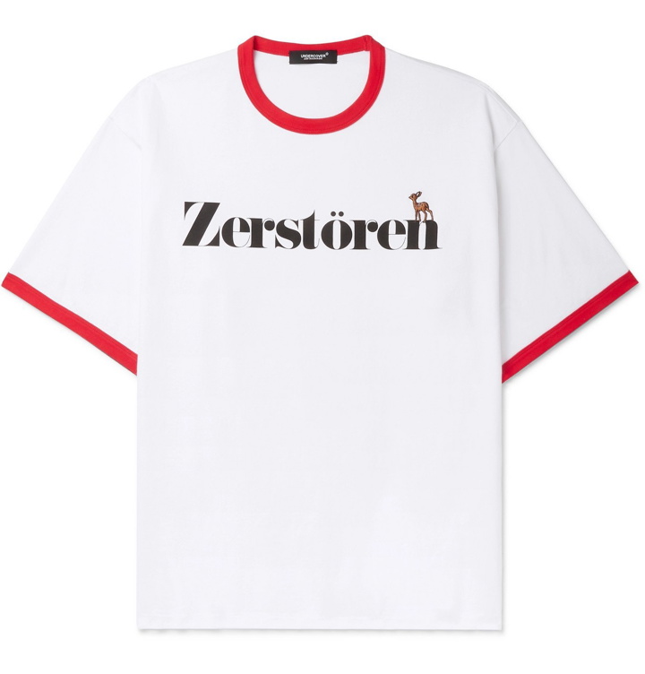 Photo: UNDERCOVER - Embroidered Printed Cotton-Jersey T-Shirt - White
