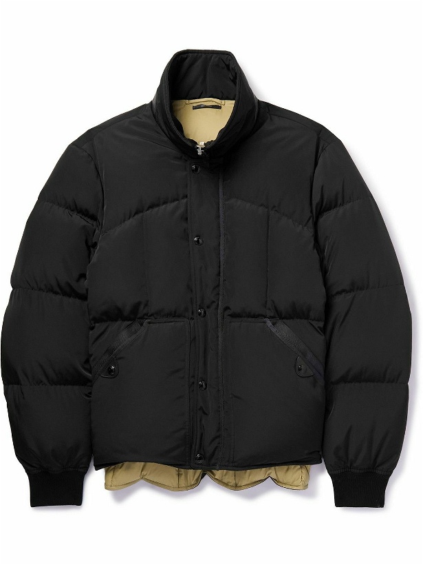Photo: TOM FORD - Leather and Webbing-Trimmed Quilted Shell Down Jacket - Black
