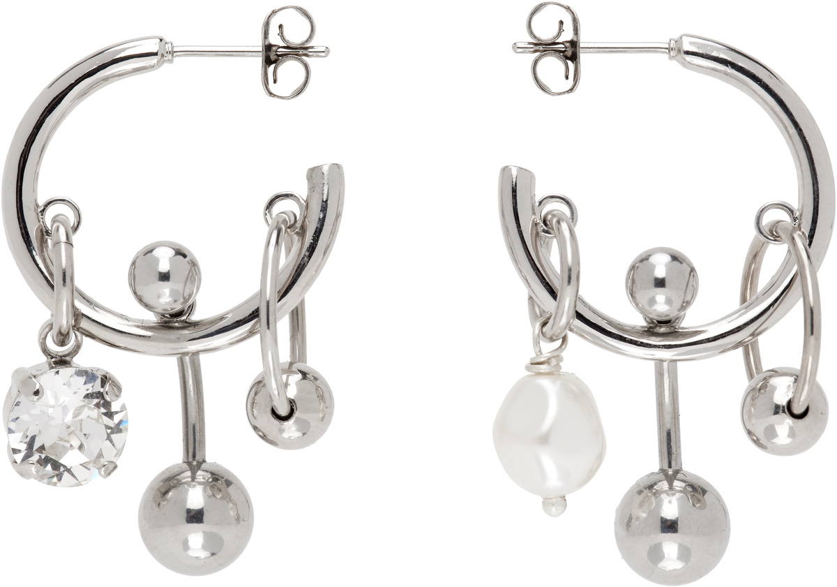 アクセサリー JUSTINE CLENQUET  NATE EARRINGS Justine Clenquet SSENSE Exclusive Silver Nate Earrings