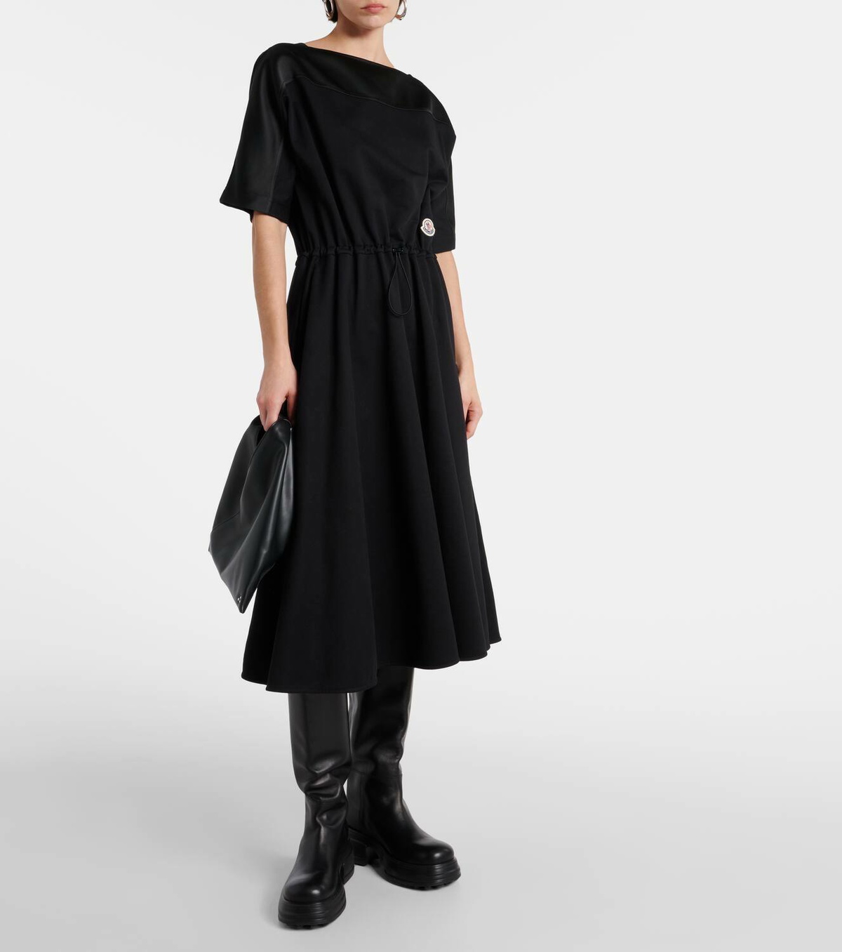 モンクレール Moncler Cotton Midi Dress Cotton midi dress in black - Moncler | Mytheresa