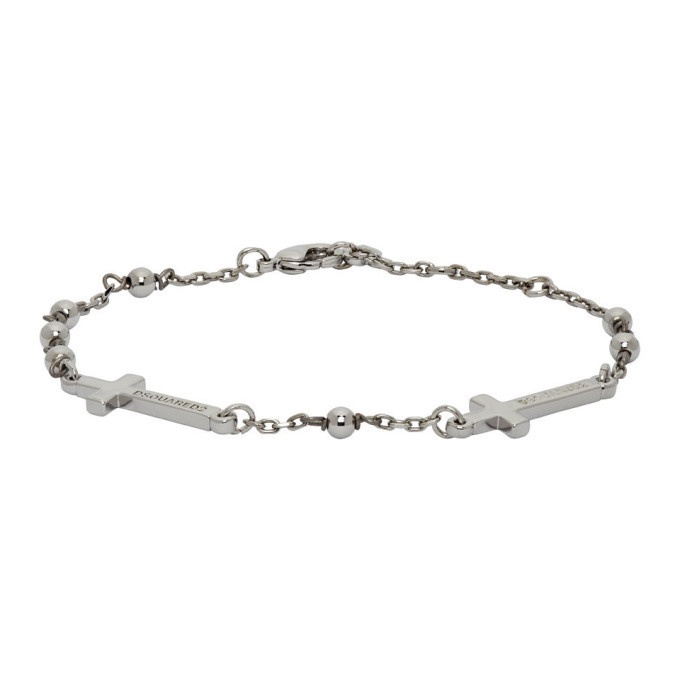 Photo: Dsquared2 Silver Ball and Chain Cross Bracelet