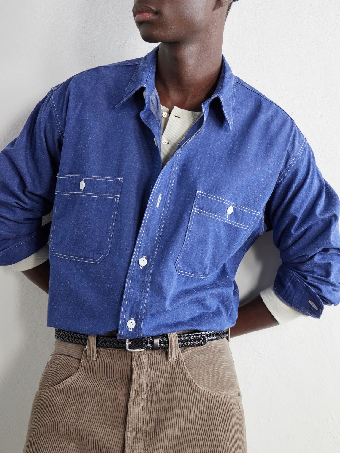 Kaptain Sunshine - Work Suvin Cotton and Hemp-Blend Shirt - Blue