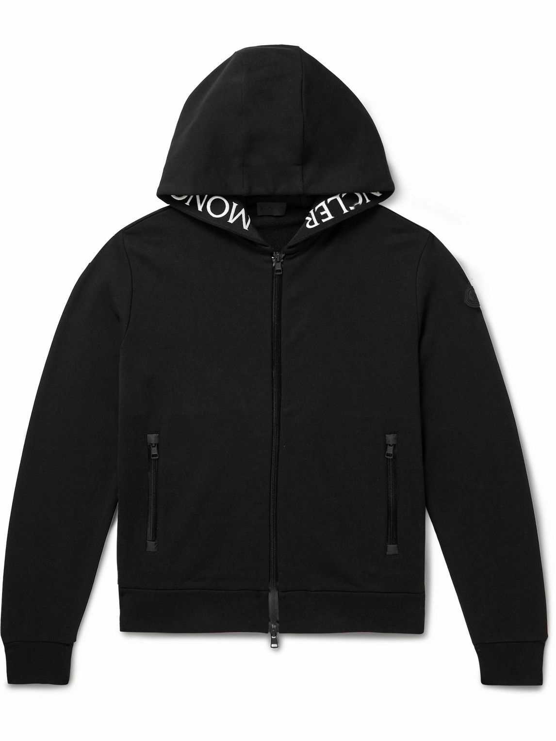 Moncler - Logo-Embroidered Cotton-Jersey Zip-Up Hoodie - Black Moncler