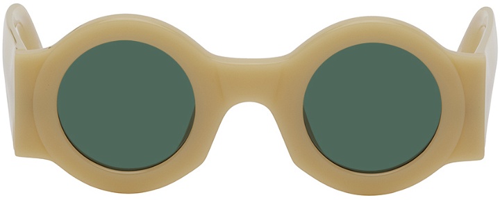 Photo: Dries Van Noten SSENSE Exclusive Beige Linda Farrow Edition Circle Sunglasses