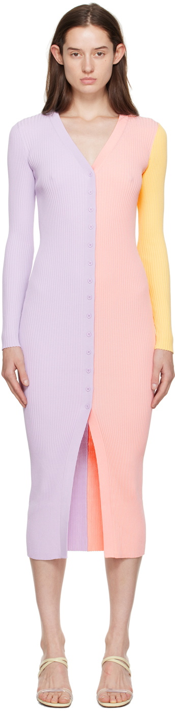 open lace back dress Pink, Grey and White Striped Dress Multicolor / S main image 1