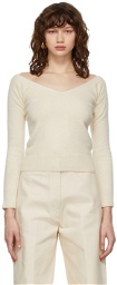 Arch The Beige Cashmere V-Neck Sweater