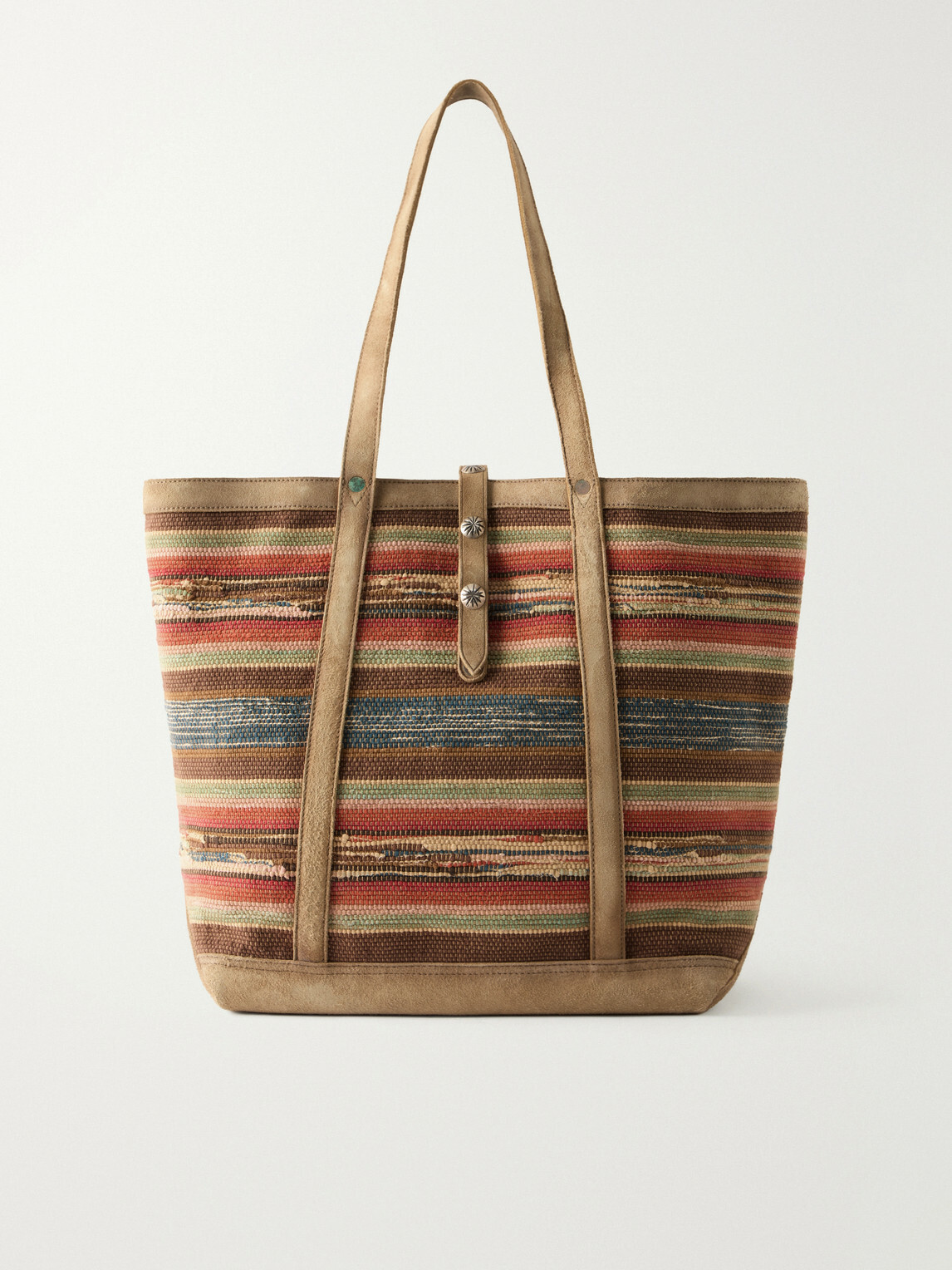 RRL - Murphy Medium Suede-Trimmed Woven Cotton Tote Bag