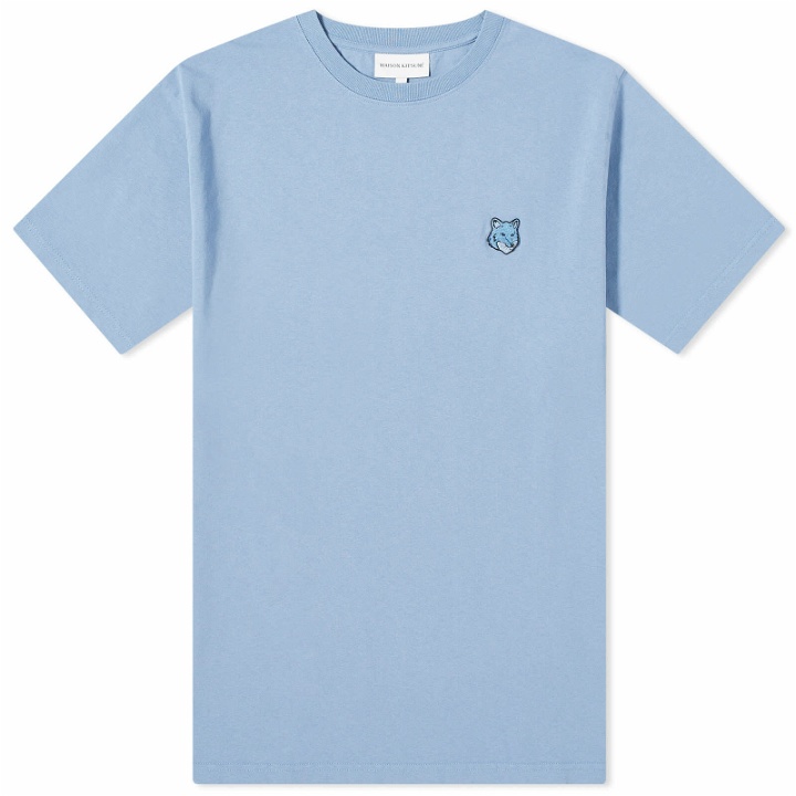 Photo: Maison Kitsuné Men's Bold Fox Head Patch Comfort T-Shirt in Hampton Blue