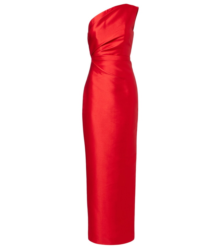 Photo: Solace London Kira draped one-shoulder satin maxi dress