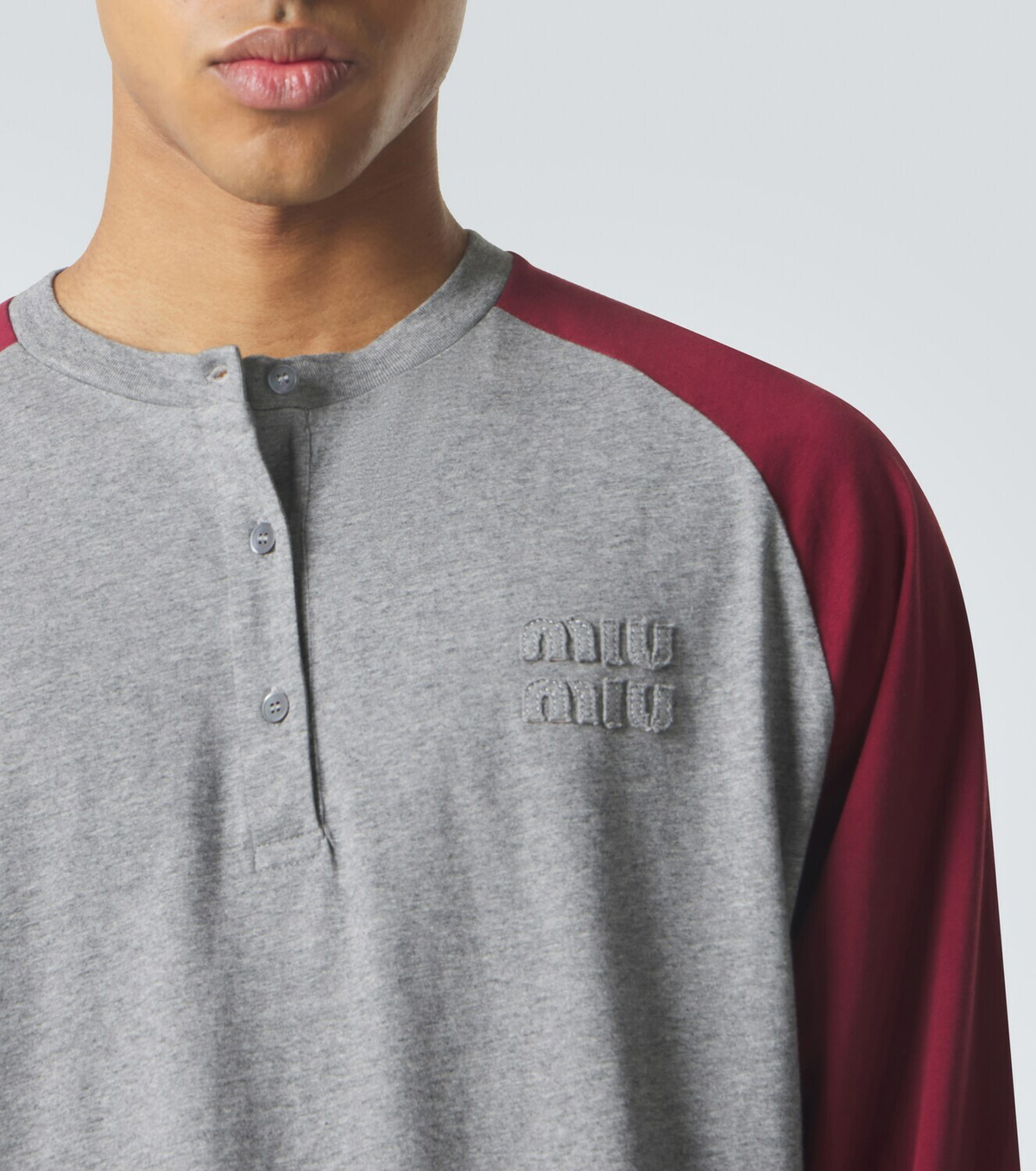 Miu Miu Logo cotton jersey Henley shirt