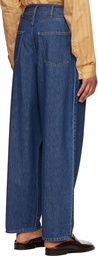 SOSHIOTSUKI Blue Drape Pocket Washed Jeans