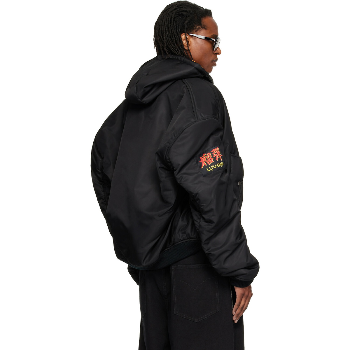 LU'U DAN Black Distorted MA1 Bomber Jacket