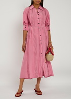 Lovebirds Natalie Pintuck Silk-chiffon Midi Dress Pink