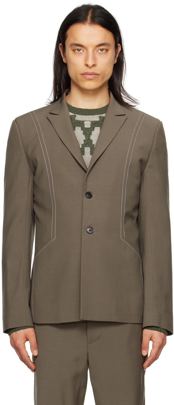 Steven Passaro Taupe Contrast Stitch Blazer