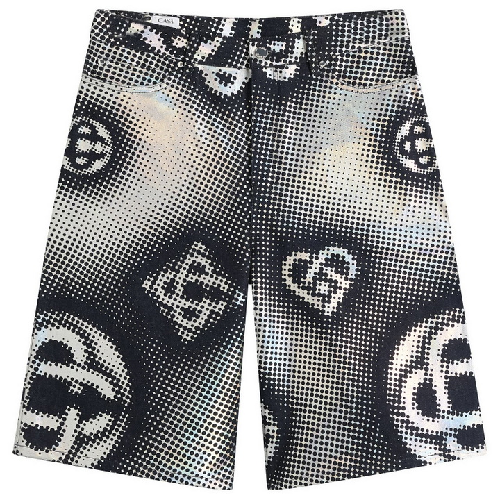 Photo: Casablanca Men's Pearlescent Monogram Denim Shorts in Blue