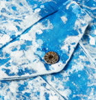 Monitaly - Paint-Splattered Tie-Dyed Denim Jacket - Blue