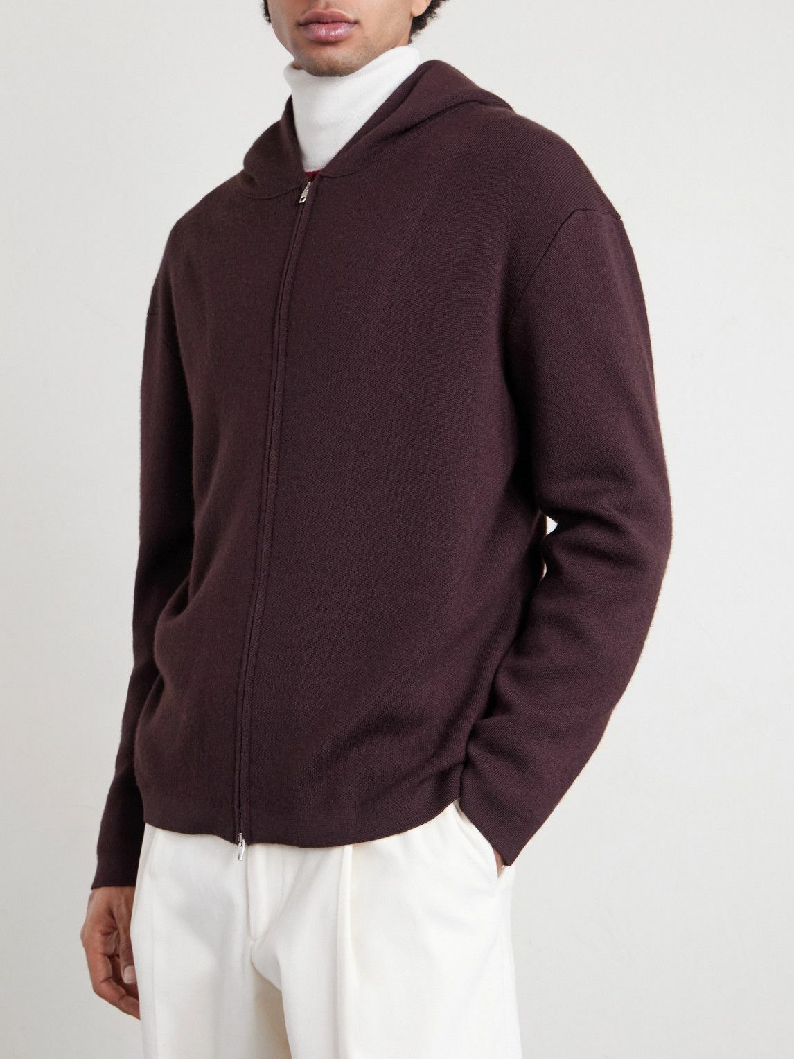 UMIT BENAN - Sunset Cashmere and Silk-Blend Zip-Up Hoodie - Brown