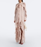 Blumarine Ruffled tie-neck lace gown