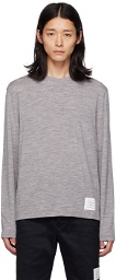 Thom Browne Gray 4-Bar Long Sleeve T-Shirt