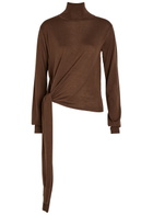 Rohe Tied Sleeve Detail Wool and Silk-blend Jumper Brown