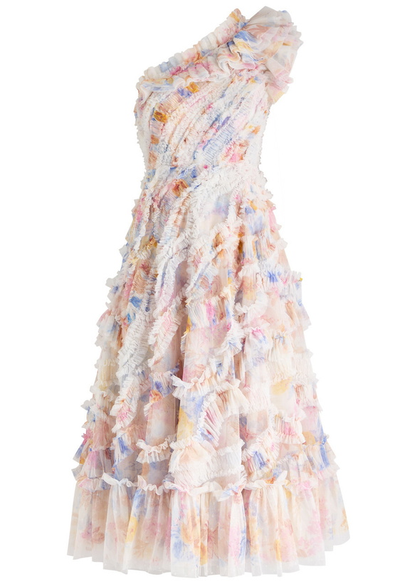 Photo: Needle & Thread Mariannes Ruffled Tulle Midi Dress Multicoloured