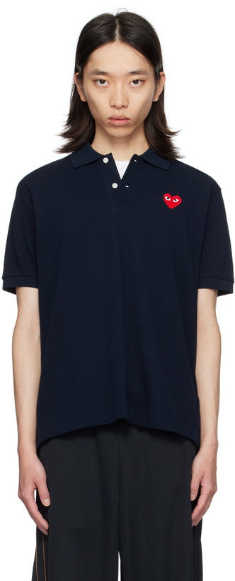 Photo: COMME des GARÇONS PLAY Navy Heart Polo
