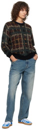 Dime Black Plaid Mohair Knit Sweater