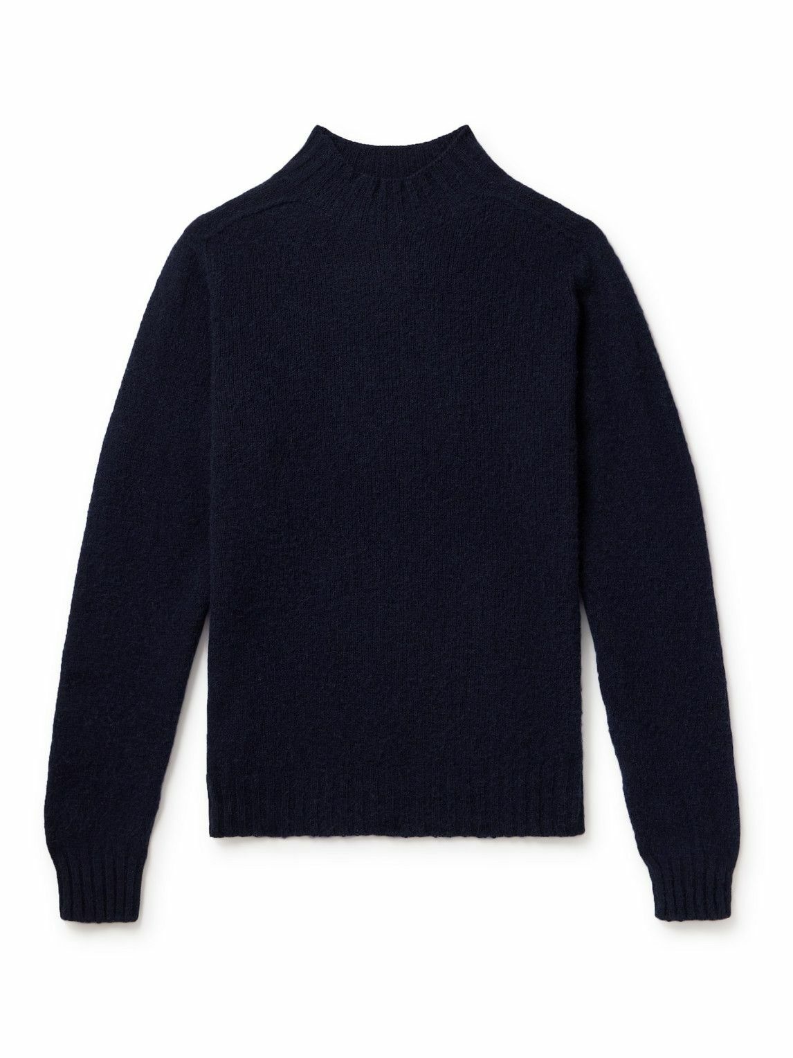 Photo: Drake's - Brushed Shetland Wool Mock-Neck Sweater - Blue