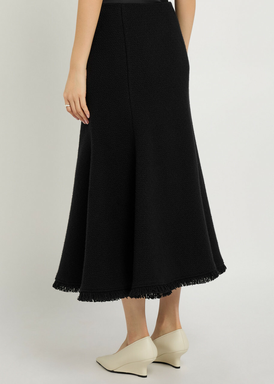 Gabriela Hearst Patterson Wool and Cashmere-blend Midi Skirt Black