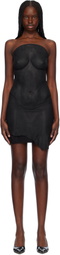 Liza Keane Black Shadow Nubuck Minidress