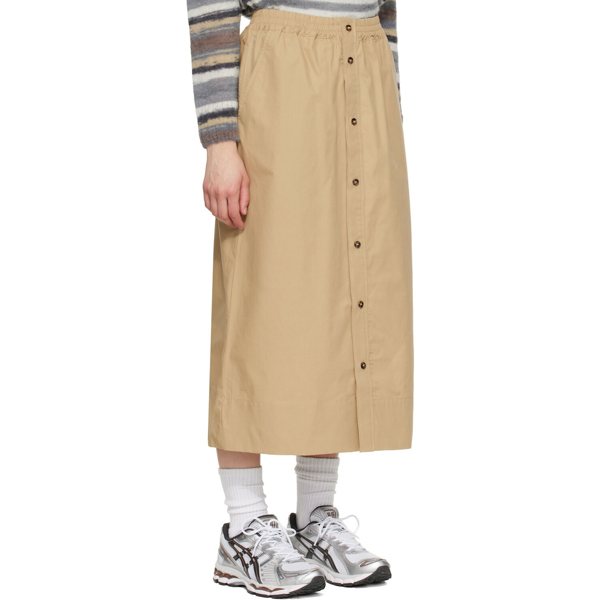 A.P.C. Beige Organic Cotton Midi Skirt