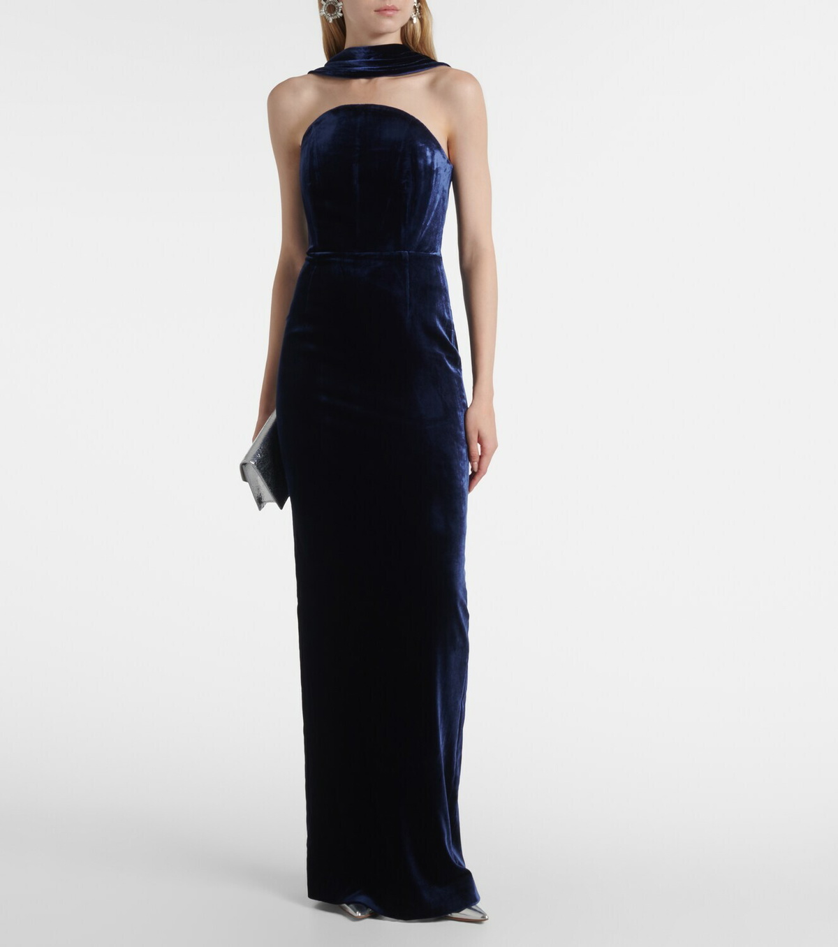 Roland Mouret Scarf-detail velvet corset gown