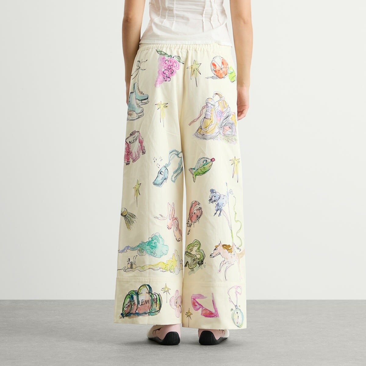 ALÉMAIS Women's Wide Leg Court Denim Trouser in Cream