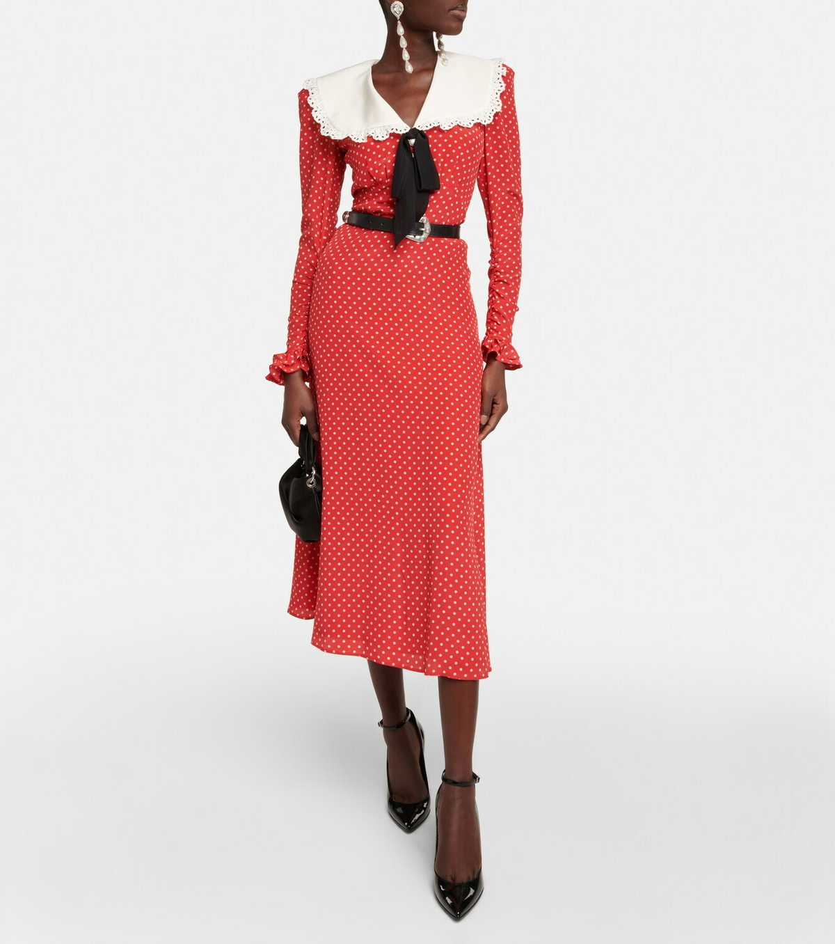 Alessandra Rich Polka-dotted silk midi dress Alessandra Rich