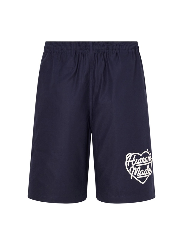 Photo: Human Made - Straight-Leg Logo-Print Cotton-Twill Shorts - Blue