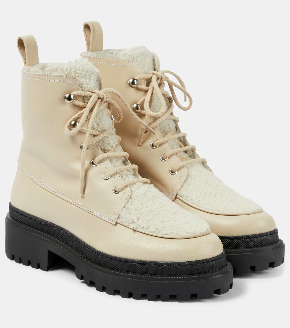 Yves Salomon Wool-lined leather ankle boots