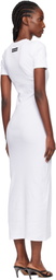 Marine Serre White Moon Logo Ribbed Jersey Tube Maxi Dress