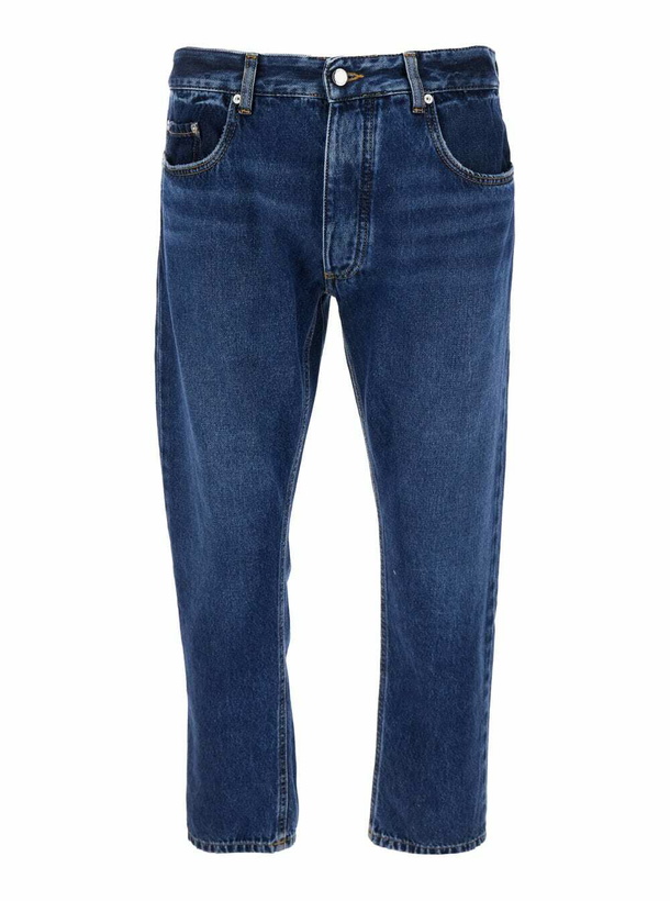Photo: Icon Denim Blue Five Pocket Jeans With Logo Patch On The Back In Denim Man