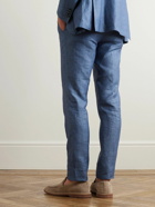 Canali - Tapered Linen Suit Trousers - Blue