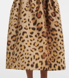 Oscar de la Renta Leopard-print faille midi skirt